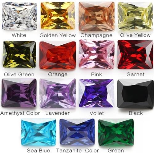 1PCS Per Colors Total 15pcs Size 4x6mm ~ 10x12mm Retangle Shape Loose Cubic Zirconia Stone For Jewelry DIY