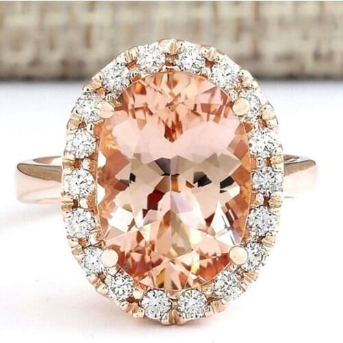 WYJZY Inlaid oval champagne zircon ring ladies classic jewelry luxury gorgeous fashion party dress ring