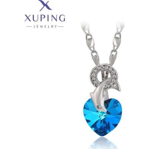 Xuping Jewelry Fashion New Arrival Heart Shaped Crystals Pendant Necklaces Birthday Women Gifts 40421