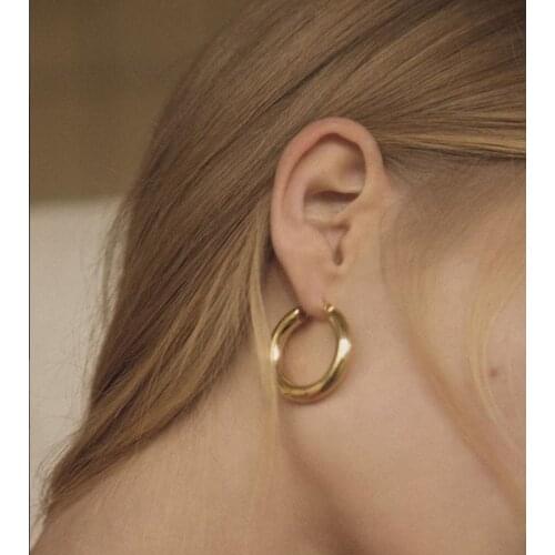 Chic Silver Gold Round Hoop Earrings For Women Genuine 925 Sterling Silver Stud Circle Earrings for Men Women Couple Earring Ear