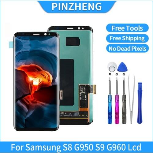 PINZHENG 100% Original LCD For Samsung Galaxy S8 S9 G950 G950F G960F G960U LCD OLED Display Digitizer Assembly Replacement LCDs