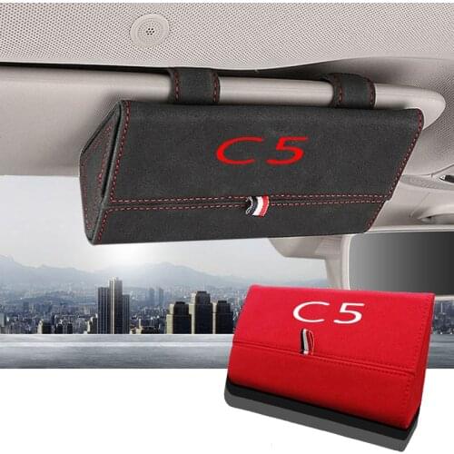 1pc For Citroen C5 Flocking Car Glasses Box Storage Holder Sunglasses Case Sunglasses Holder Organizer Accessories