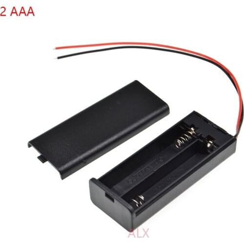 2PCS 2 AAA battery holder with switch wire Leads on/off 2x1.5v 3V 2AAA 3A battery case Storage Box diy 2 slot AAA 2XAAA 2 X AAA