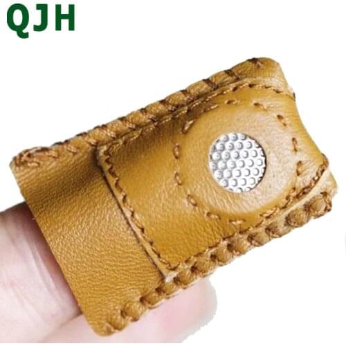 2pcs New Arrival Handmade Patchwork Faux Leather Thimble Finger Sets With Metal Tip DIY Sewing Tools Hand Needlework Accessory