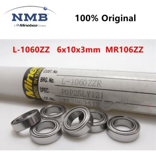 50pcs original NMB Minebea high speed bearing L-1060ZZ 6x10x3 mm MR106ZZ ABEC-5 miniature deep groove ball bearings 6*10*3