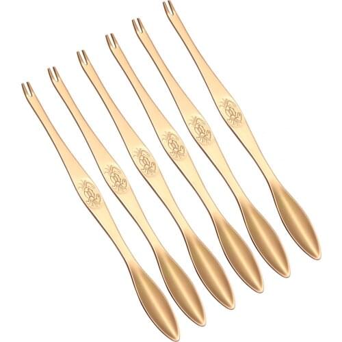 6pcs Seafood Lobster Picker Fork Stainless Steel Crabs Fork Fruit Fork For Home Restaurant