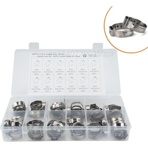 60 Boxed Pex Stainless Steel Single Lug Stepless Clamp 5 / 8 "inch 20.8mm Hose Connection Hose Clamp
