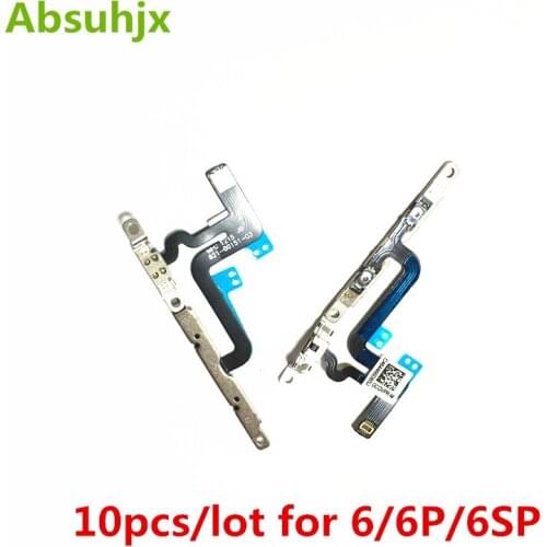 Absuhjx 10pcs Volume Button Flex Cable for iPhone 6S 6 Plus 6SP 6G 6P Silent Button Mute Control with Metal Bracket Parts