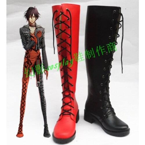 Amnesia Shin Red & Black Halloween Long Cosplay Shoes Boots H016