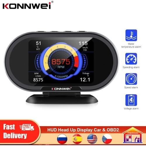KONNWEI Car HUD Head Up Display OBD2 Car Hud Display Overspeed Warning System Projector Windshield Auto Electronic Voltage