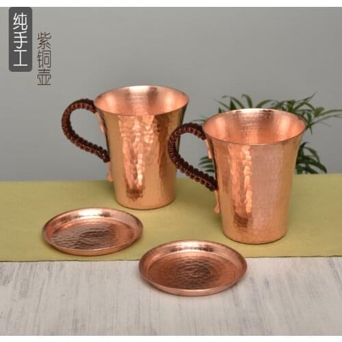 Pure copper handmade retro tea water milk coffee cup thickened beer wine cup coffeeware drinkware