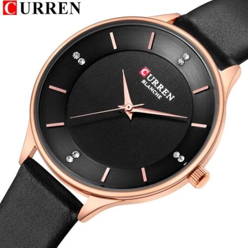 Curren Brand Watch Women Fashion Leather Quatz Wristwatch for Womens Girls Diamond Dial 30M Waterproof Female Clock Bayan Saat
