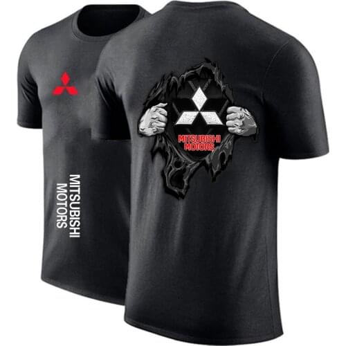 2021 Mitsubishi Car LOGO Tshirts Short Sleeve Tops Tees Casual Loose Couple T-shirt Summer New
