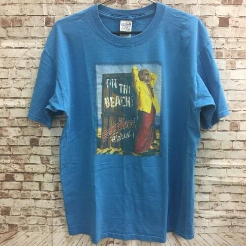 Vintage Sammy Hagar "On The Beach" Shirt T-Shirt 1990s Blue Short Sleeve Sz LG Short Sleeves Cotton Fashion Free Shipping