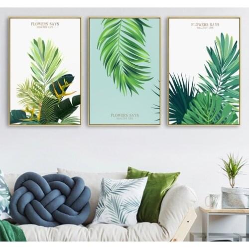 Nordic Monstera Green Plant Leaf Turtle Back Canvas Painting Prints Poster Wall Art Pictures for Living Room Bedroom Home Decor