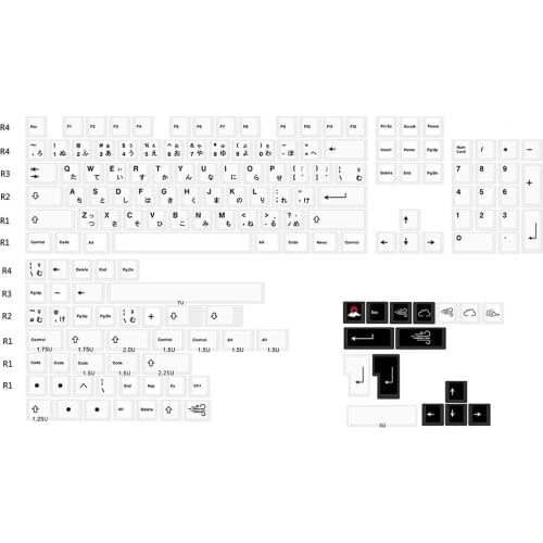 Ws1 White Black Wind Cloud Design Japanese Keycaps For Cherry Mx Switch Mechanical Gaming Keyboard Cherry Profile PBT Key Caps