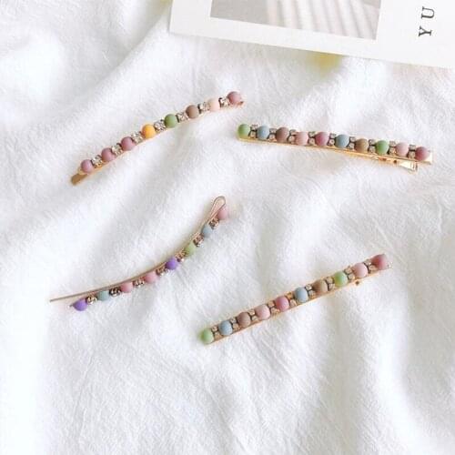 2pcs in fashion girls candy color resin stone bordered lathy hairpin clip hair decoration accessories ins designdx116