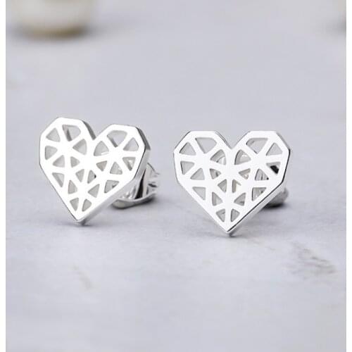Small Love Heart Hollow Design Earring Studs Elegant Fashion Women Jewelry Girl Gifts Nice EH0018