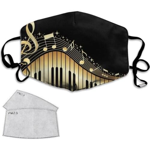1Pc Cotton Ski Fasemask Reusable With 2Pcs Filters Piano Music Print Washable Fase Maksk For Germ Protection For Adults Bandana