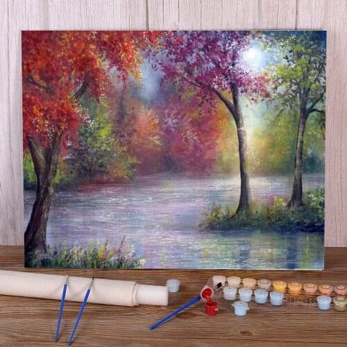 Natural Scenery Ambience Painting By Numbers Package Acrylic Paints 40*50 Oil Painting Decoration For Children Handiwork Art