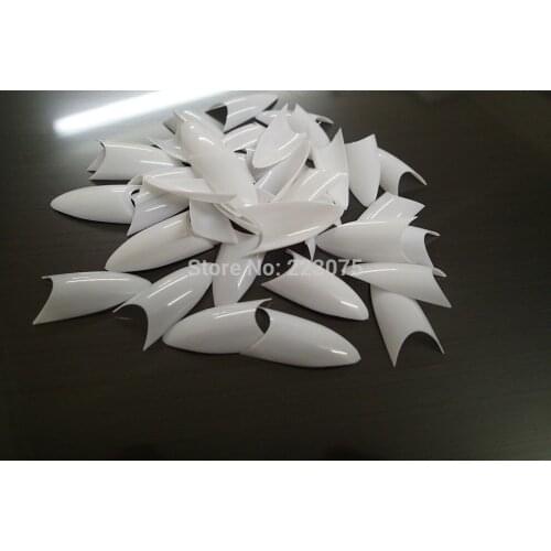 New white salon DIY stiletto French false Point Acrylic UV Gel Nail Tips 500pcs/pack 5packs/lot