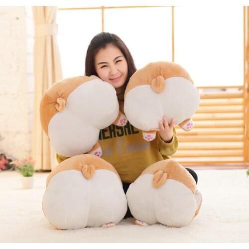 New Arrive 38-42CM Cute New Style Corgi Dog Arse Plush Toys Winter Hand Warm Big Fat Cloth Doll Stuffed Kids Baby Pillow Gift
