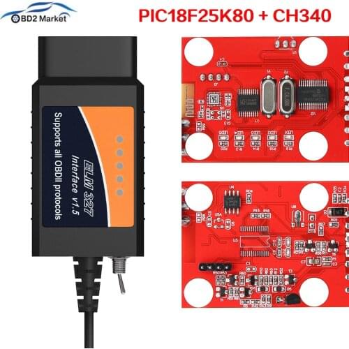 Elm327 V1.5 USB PIC18F25K80 + CH340 for Ford forscan Elmconfig car diagnostic obd2 scanner elm 327 usb V1.5 HS CAN/MS CAN Switch