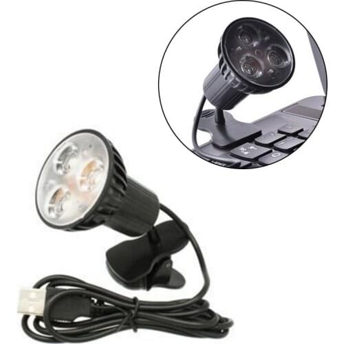 New Super Bright 3 LED Port Clip On Spot USB Light Lamp For Laptop PC Notebook Black