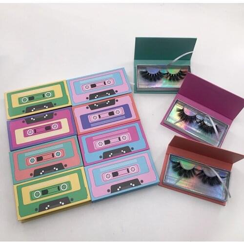Wholesale Eyelash Packaging Box Magnetic Tape Rectangle Case Dramatic 5D 25mm Mink Lashes Creative Eyelashes Package