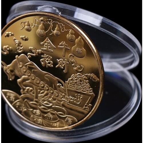 1Pcs 2021 New Year Gold Coin Ox Commemorative Coins For Collection Gift