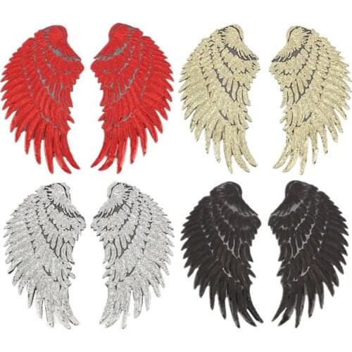 4 Color Motif Applique Stickers Sequin Patch DIY Angel Wings Iron On Patches For Kids Clothes Sew-On Embroidered Patch