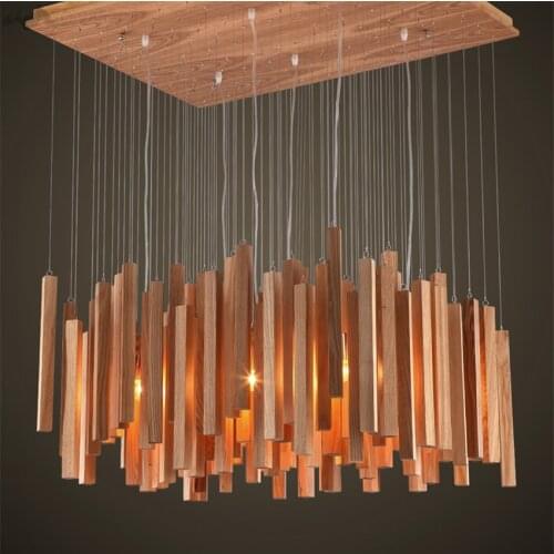 JW_Luxury Modern Wooden Meteor Rain Chandelier Designer Art Dining Room Simple Wooden Chandelier for Cafe Bar Living Room Decor