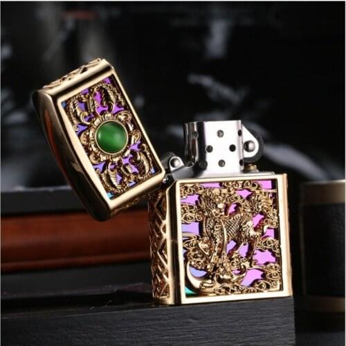 Chief Luxury Brass Kerosene Lighter Windproof Refillable Oil Cigarette Lighters Smoking Accessories Flint Torch Lighter No Box