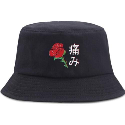 Rose Cartoon Lovely Print Fisherman Caps Unisex Outdoor Beach Cap Summer Foldable Bucket Hat Sunscreen Hip Hop Men Fishing Hats