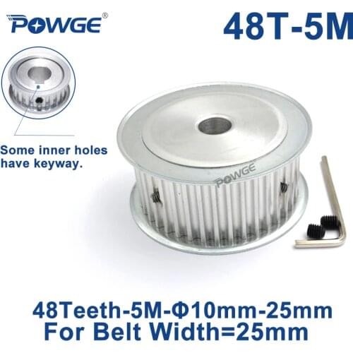 POWGE Arc HTD 5M 48 Teeth Synchronous Timing Pulley Bore 8/10/12/14/15/16/17/18/19/20/25mm for Width 25mm HTD5M Belt 48Teeth 48T