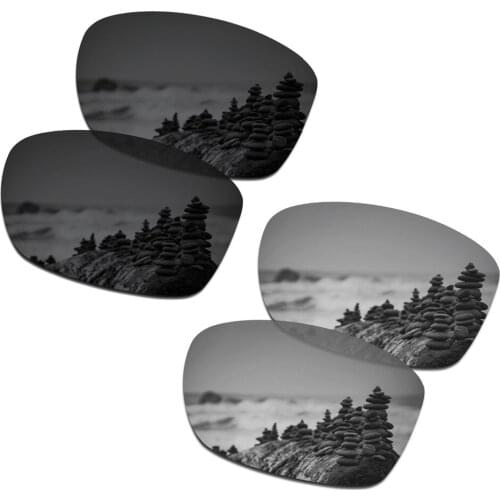 SmartVLT 2 Pairs Polarized Sunglasses Replacement Lenses for Oakley Jupiter Squared Stealth Black and Silver Titanium