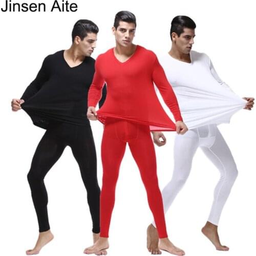 Jinsen Aite Plus Size 6XL Modal Thermal Underwear Men Autumn Winter Warm Long Johns Shirt+Pants Underwear Set Large Size JS636