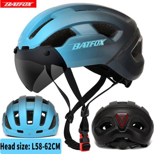 BATFOX Cycling Helmet with Goggles Ultralight Road Bike Helmet Men Women Mountain casco MTB Sport bicycle helmet with led light