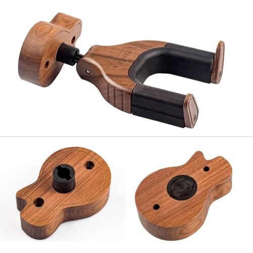 Black walnut Guitar Hanger with automatic locking function Hook Holder Wall Mount Stand Rack Bracket plus Screws easy install