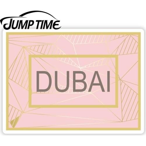 Jump Time for Pretty Dubai UAE Pink Art Deco Stickers Travel Sticker Luggage Window Decal Waterproof Car Accessories