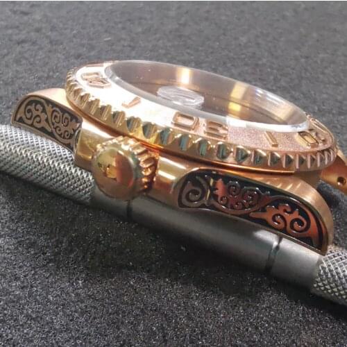 Watch Parts 40mm Sapphire Crystal CUSN8 Magnifier Date Bronze Sub Dive Case Suitable For NH35A Automatic Movement Rotating Bezel