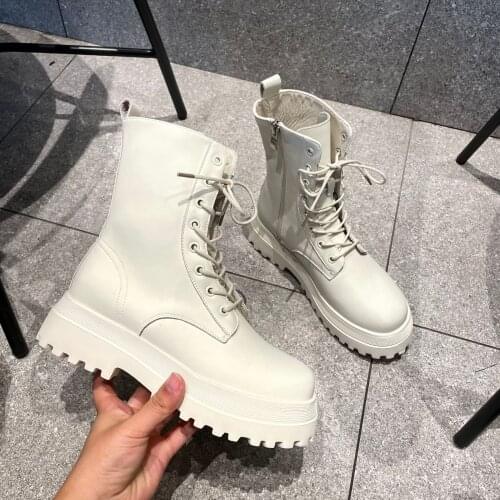 2021 Woman Ankle Boots Flat Heel Shoes Women Lace Up Winter Autumn Shoes Daily Short Boots Woman Footwear Size 35-39