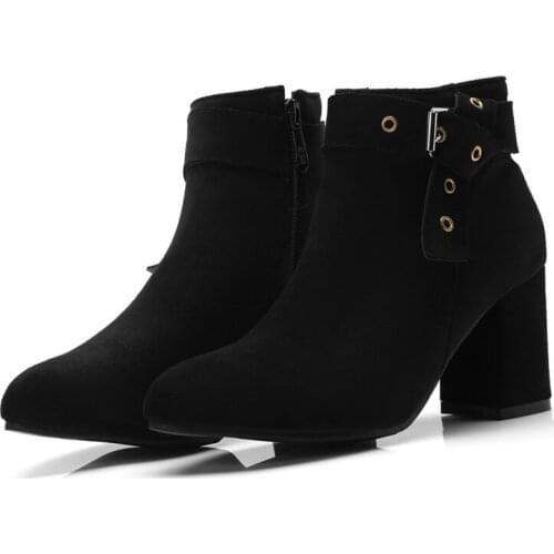 Big Size 9 10 11-17 boots women shoes ankle boots for women ladies boots Side zipper with belt buckle