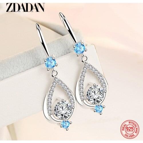ZDADAN 925 Sterling Silver Simple Water Droplet Drop Earrings For Women Fashion Party Jewelry Gift