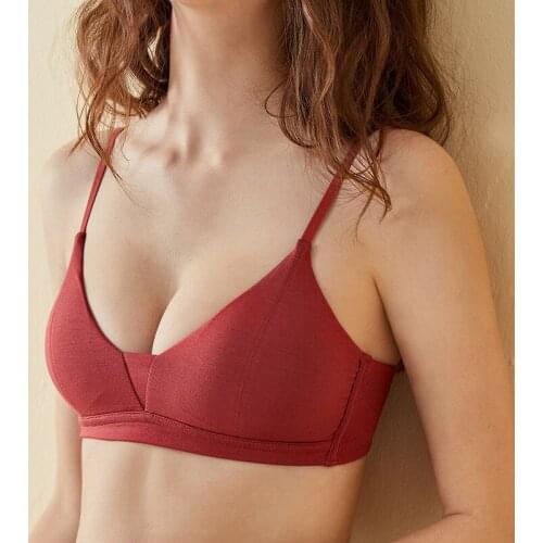 Wasteheart Women New Fashion Red Yellow Bralette Wireless Seamless Cotton Cup A B Student Padded Cotton Maiden Bra Female Bras