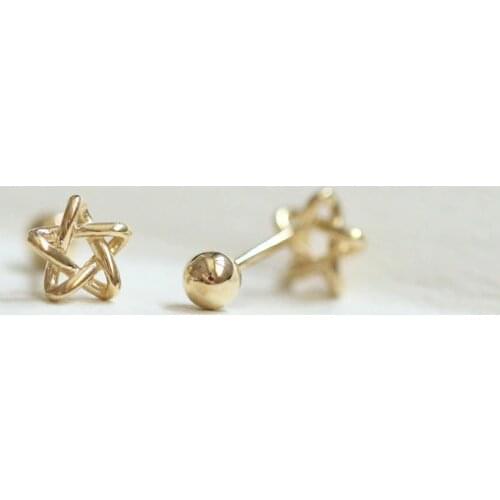 9K Solid Gold Star Screw Back Dainty Mini Stud Earring Jewelry Minimal Trending Wedding Bridesmaid bride Gift Victorian