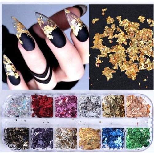 1 Box Nail Charm Kit Fashion Decorative DIY Nail Art Sequins Nail Glitter Nail Gold Foil Nail Decoration Tool Nail Foil Sticker