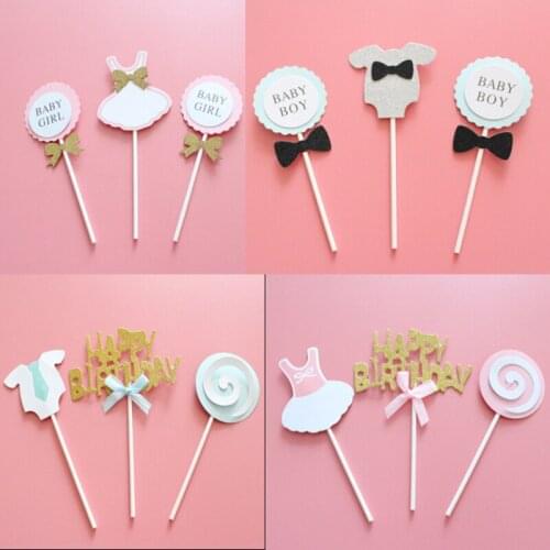 3PCS Letter Cake Placard Child Happy Birthday Cake Topper Cake Decoration Paper Card Birthday Arrangement Wholesale