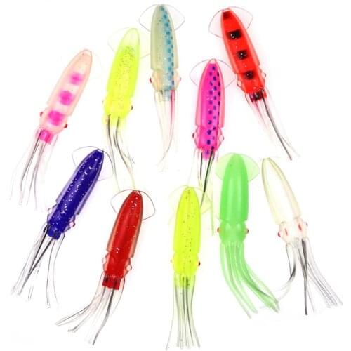 4pcs 12cm 10g Colorful DIY Rigs Soft Squid Octopus Skirt Wobbler Lures Jigging Game Saltwater Fishing Artificial Bait