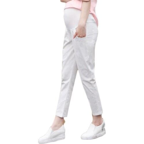 8 Color Cotton Belly Maternity Pants Elastic High Waist Pencil Trousers Clothes for Pregnant Women Pregnancy Pants Belly Support